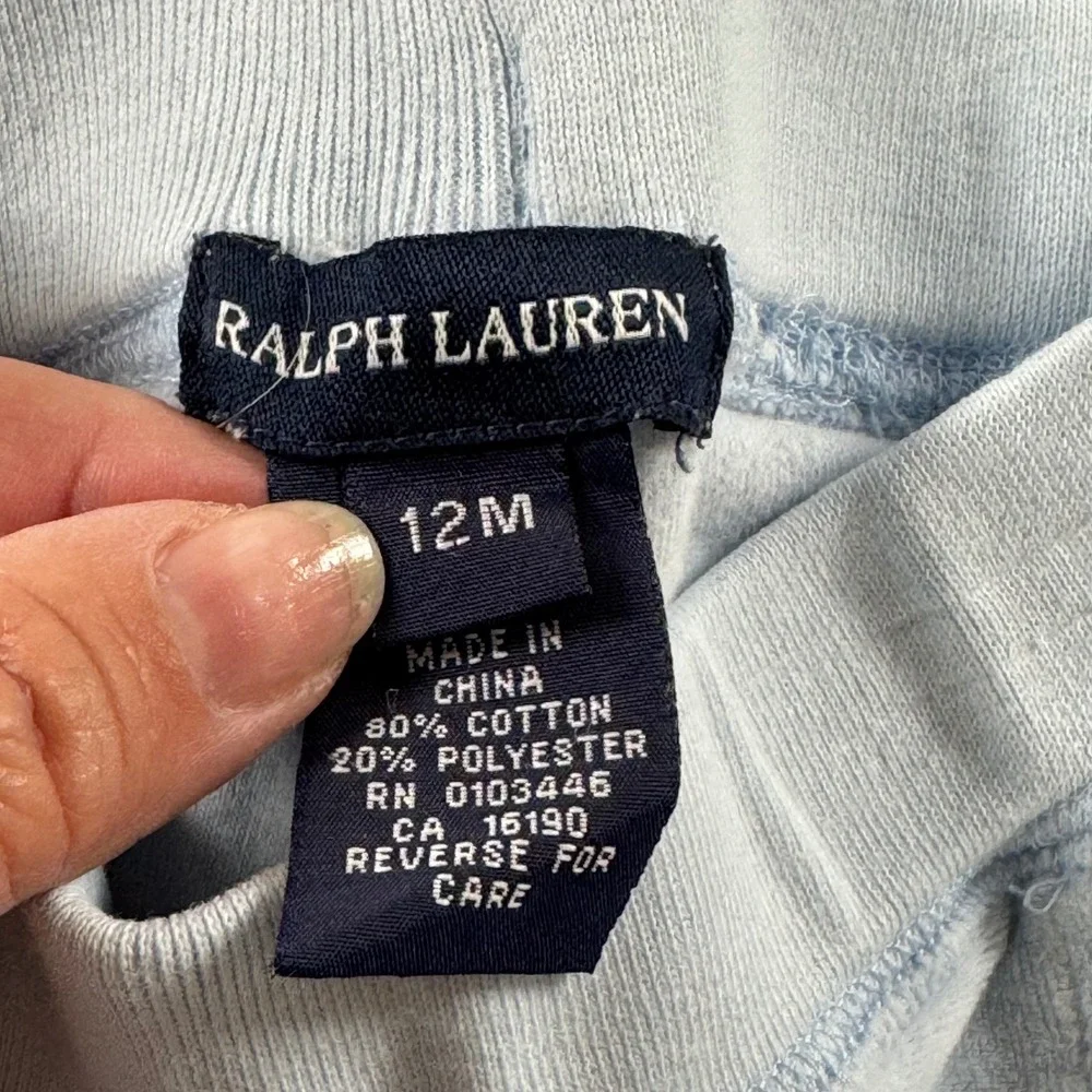 Ralph Lauren Girl's Size 12M Light Blue Velour Flare Pants